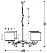 Lampa wisząca chrom + krem abażur 5x60W żyrandol Draga Candellux 35-04222  