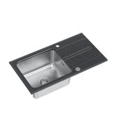 RALPH 111 Fusion GraniteQ black dotted (czarny) z komorą stalową (780x430x190) z syfonem manualnym i zaślepką