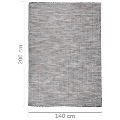 vidaXL Dywan zewnętrzny o płaskim splocie 140x200cm, brązowo-niebieski