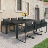 7-częściowy zestaw mebli ogrodowych rattan PVC, czarny