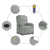 vidaXL Rozkładany fotel masujący, jasnoszary, obity aksamitem model standard