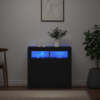 Szafka z oświetleniem LED, czarna, 80 x 35 x 75 cm