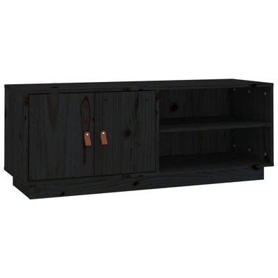 vidaXL Szafka pod TV, czarna, 105x34x40 cm, lite drewno sosnowe