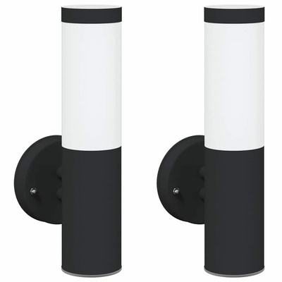 Zewnętrzna lampa ścienna 2 pcs Czarny 15 x 7,5 x 33 cm