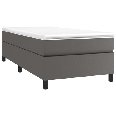 vidaXL Łóżko kontynentalne z materacem, szare, ekoskóra 80x200 cm model standard