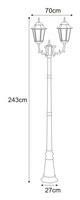 Wysoka zewnętrzna lampa stojąca K-7006A2/2 czarna z serii LOZANA KAJA