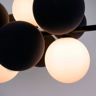 Lampa wisząca Szklana 4 kule Świetlne oraz 8 kul dzwiękochłonnych Szarych 4xG9 65cm Abruzzo Vino