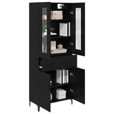 Highboard Czarny Dąb 69,5 x 34 x 180 cm Drewno inżynieryjne