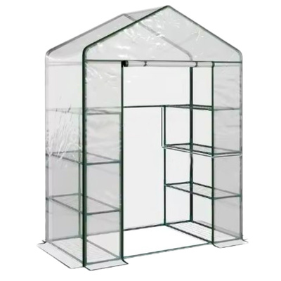 Mini Szklarnia Balkonowa Ogrodowa 4 Półki Metalowe Folia PVC 195 x 143 x 73cm