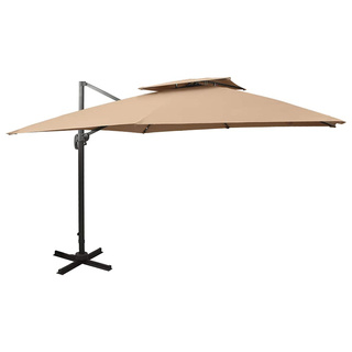 Parasol ogrodowy Cantilever z podwójnym blatem 300x300 cm Taupe