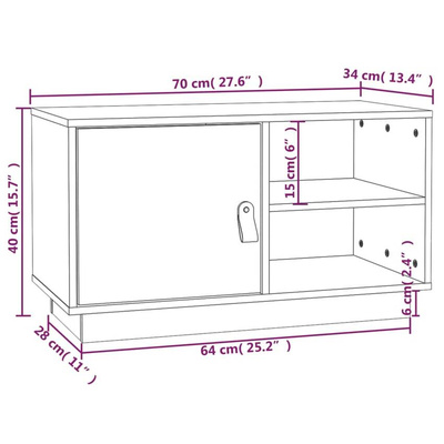 vidaXL Szafka pod TV, czarna, 70x34x40 cm, lite drewno sosnowe