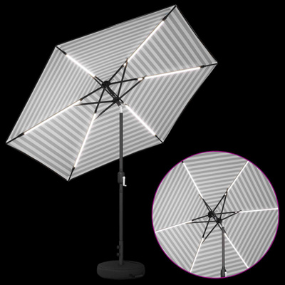 Parasol ogrodowy z oświetleniem LED i podstawą 270 x 270 cm