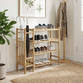 Stojak na buty z półką Naturalny 88 x 27 x 80 cm Bambus
