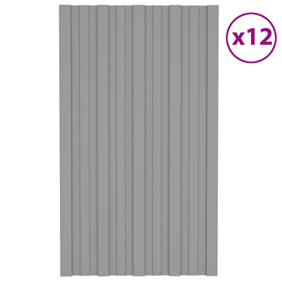 Panel dachowy 12 pcs Szary 80 x 45 cm Stal galwanizowana
