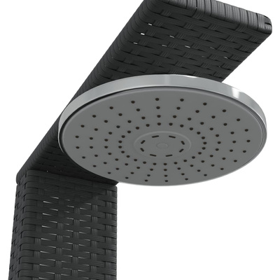 Prysznic ogrodowy, czarny, 50x55x224 cm, polirattan i akacja