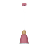 Lampa wisząca różowa metalowa + drewno Faro Ledea 50101259
