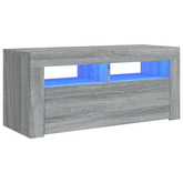 Szafka pod TV z oświetleniem LED, szary dąb sonoma, 90x35x40 cm vidaXL