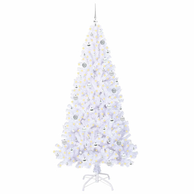 Sztuczna choinka z 300 diodami LED Biały 210 cm PVC i stal