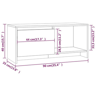 vidaXL Szafka pod TV, brązowy dąb 90x35x40 cm, materiał drewnopochodny