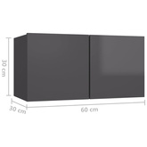 vidaXL Szafka wisząca pod TV, wysoki połysk, szara, 60x30x30 cm