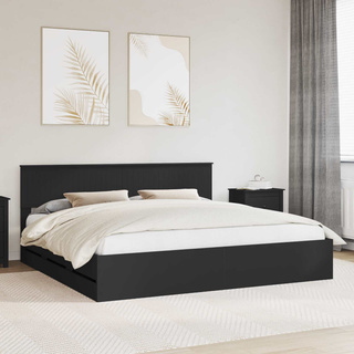 Ramka łóżka z szufladą Czarny 200 x 200 cm Drewno inżynieryjne