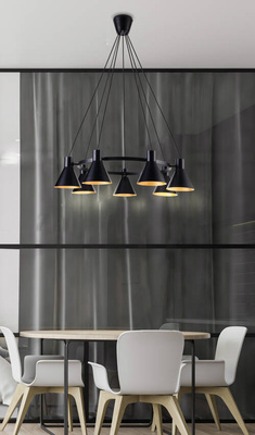 Lampa wisząca More czarno-złota metalowa do salonu 7xE14