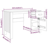 vidaXL Biurko HAMAR, jasnoszare, 113x50x75 cm, lite drewno sosnowe