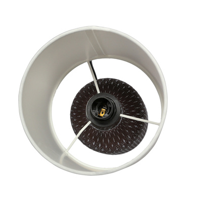 Lampka nocna Iner brązowa ceramiczna z abażurem klasyczna