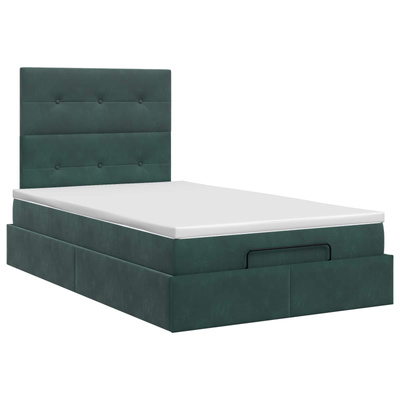 Łóżko ottoman z materacem Ciemnozielony 120 x 200 cm Welur