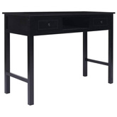 vidaXL Biurko, czarne, 108x45x76 cm, lite drewno paulowni
