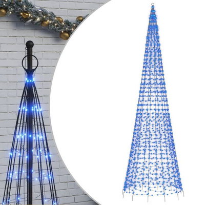 vidaXL Choinka z lampek, na maszt, 1534 niebieskie LED, 500 cm