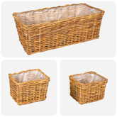 Kosz na rośliny 3 szt. Naturalny Brąz Rattan Kubu