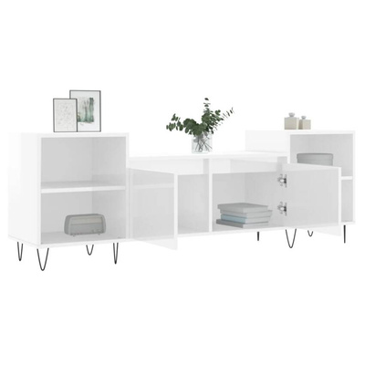 vidaXL Szafka pod TV, wysoki połysk, biała, 160x35x55 cm