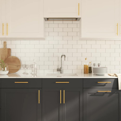 Uchwyty do szafek, 10 szt., złote, 128 mm, stal nierdzewna