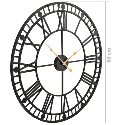 vidaXL Zegar ścienny vintage z mechanizmem kwarcowym, metal, 60cm, XXL