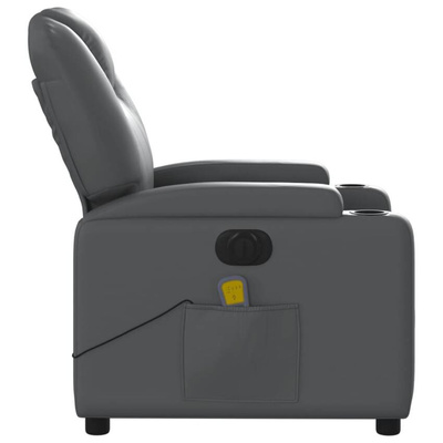 vidaXL Rozkładany fotel masujący, elektryczny, szary, sztuczna skóra model standard