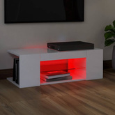 vidaXL Szafka TV z oświetleniem LED, wysoki połysk, biała, 90x39x30 cm