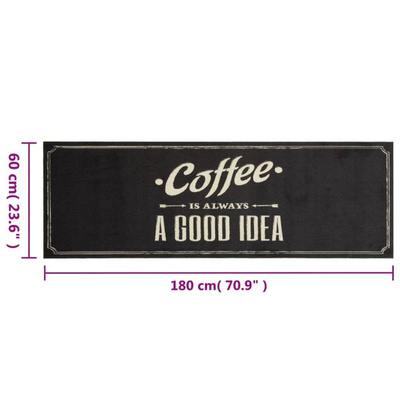 Dywanik kuchenny z napisem Coffee, 60x180 cm, aksamitny vidaXL