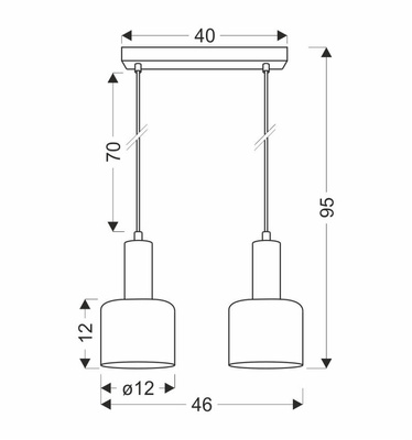 Isar Lampa Wisząca Czarny 2X40 E27 Klosz Bursztynowy
