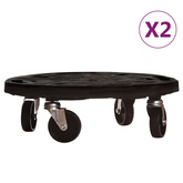 vidaXL Podstawki pod donicę, z kółkami, 2 szt., 40 cm, czarne, 275 kg