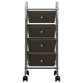 Wózek z 4 szufladami, czarny, plastikowy