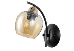 MERRA lampa kinkiet czarny 1x40W E27 klosz bursztynowy 21-35301
