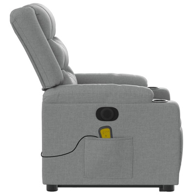 vidaXL Podnoszony fotel masujący, elektryczny, rozkładany, jasnoszary
