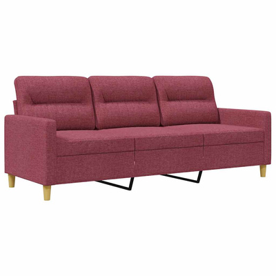 Sofa 3-osobowa, winna czerwień, 180 cm,tapicerowana tkaniną