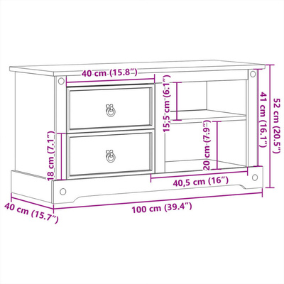 vidaXL Szafka pod TV Corona, 100x40x52 cm, lite drewno sosnowe