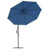 vidaXL Parasol wiszący z LED i stalowym słupkiem, 300 cm, lazurowy