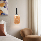 Lampa wisząca Bueno szklana bursztynowy klosz pojedyncza GX53