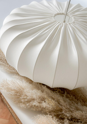 Lampa wisząca CAFEE' skandynawska - z abażurem kremowym latte 52 cm - minimalistyczne oświetlenie sufitowe w stylu japandi E27