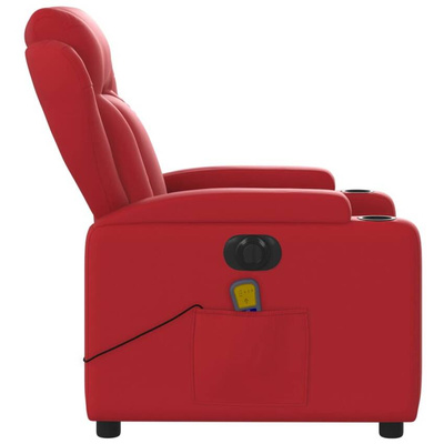 vidaXL Rozkładany fotel masujący, elektryczny, czerwony, ekoskóra