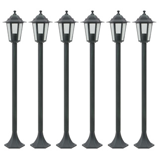 Lampy ogrodowe, 110 cm, E27, aluminium, ciemnozielone, 6 szt.